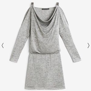 Cold-Shoulder Silver Jersey Dress